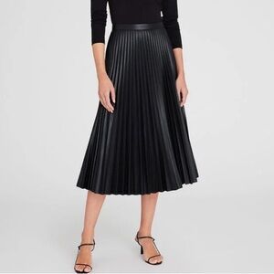 Zara A-Lind pleated pleather skirt black